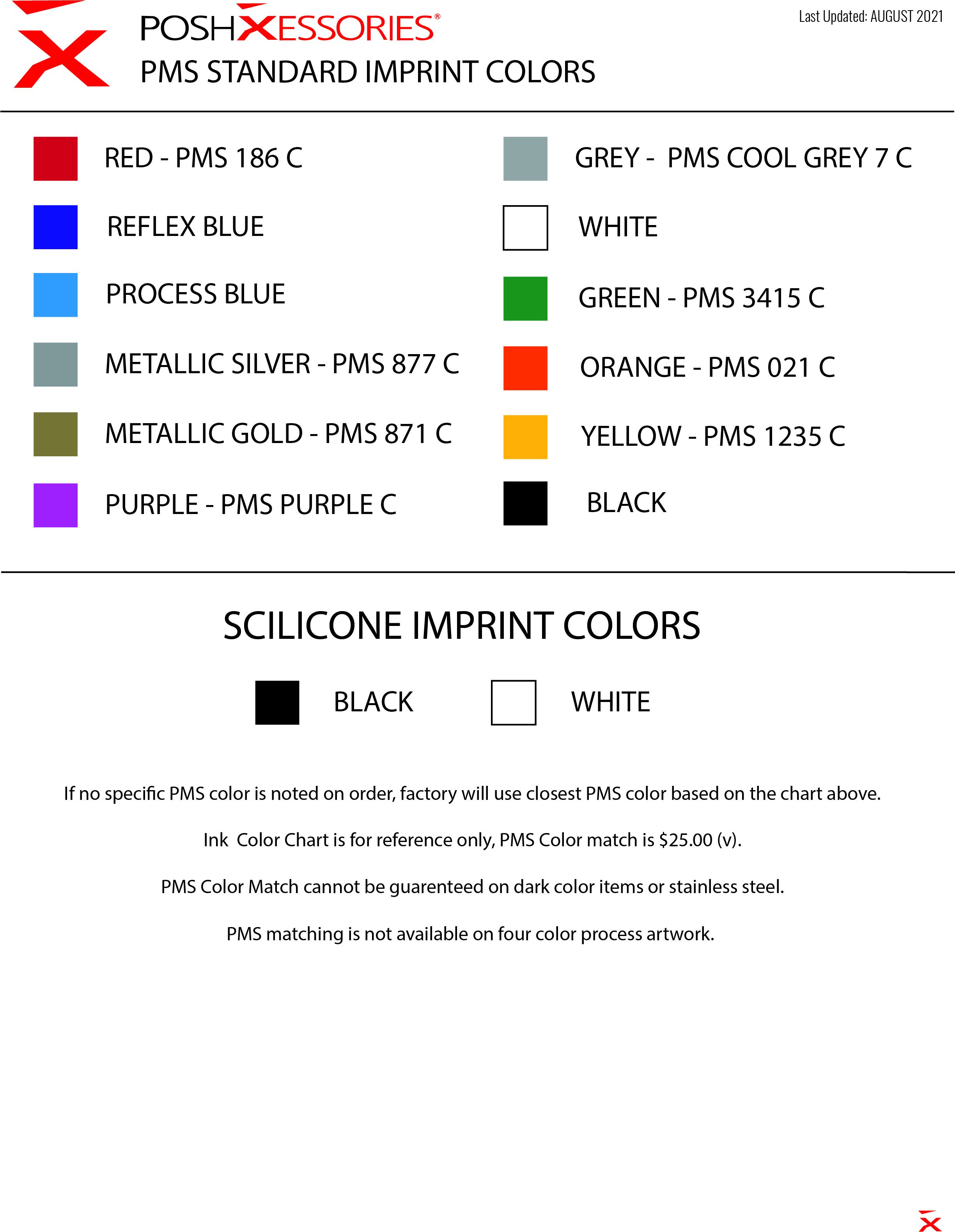 Posh Standard Color Chart